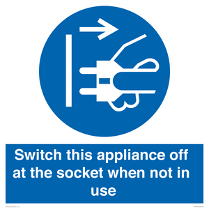 Switch this appliance off at the socket when not in use